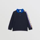 Burberry Burberry Childrens Long-sleeve Logo Print Cotton Polo Shirt, Size: 14y, Blue