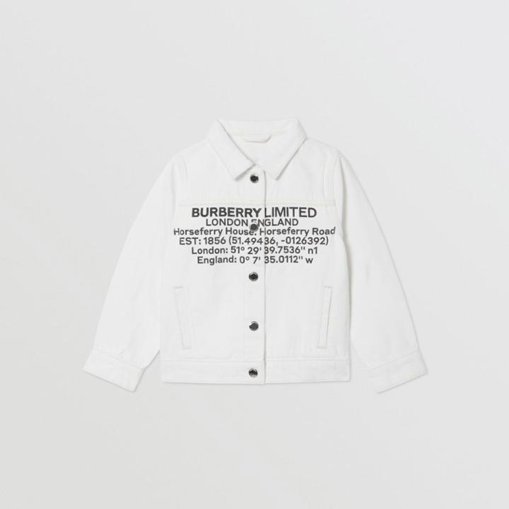 Burberry Burberry Childrens Location Print Japanese Denim Jacket, Size: 12y, White