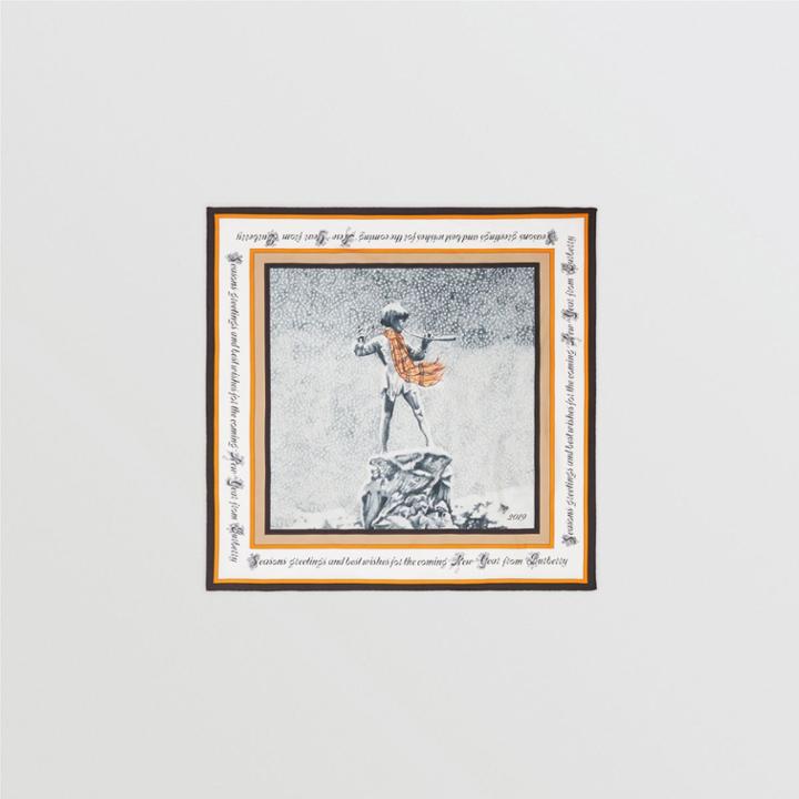 Burberry Burberry Christmas Print Silk Square Scarf, Orange