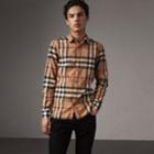 Burberry Burberry Check Cotton Flannel Shirt, Size: Xs, Brown