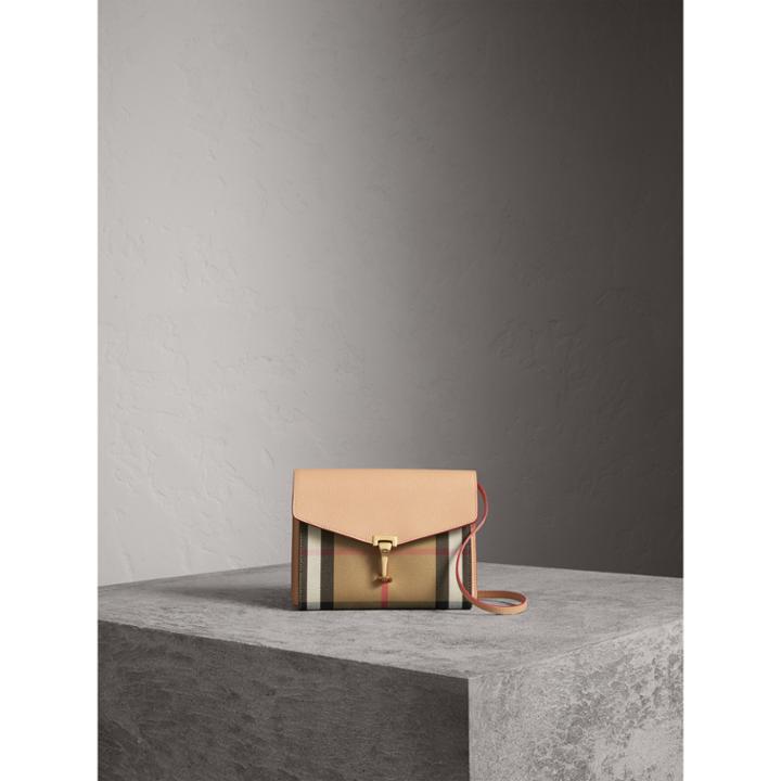 Burberry Burberry Small Leather Crossbody Bag And House Check, Orange