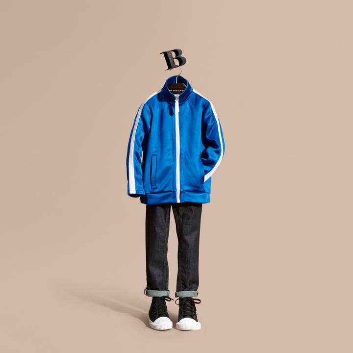Burberry Burberry High-shine Technical Track Jacket, Size: 14y, Blue