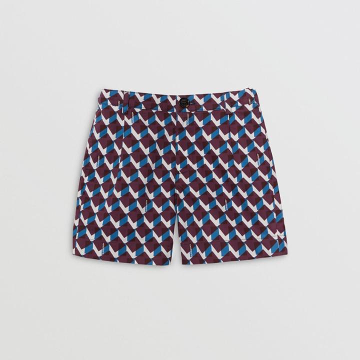 Burberry Burberry Childrens Geometric Print Cotton Tailored Shorts, Size: 8y, Blue