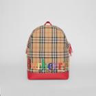 Burberry Burberry Embroidered Archive Logo Vintage Check Backpack, Yellow