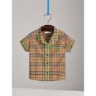 Burberry Burberry Short-sleeve Piped Check Cotton Shirt, Size: 10y, Brown