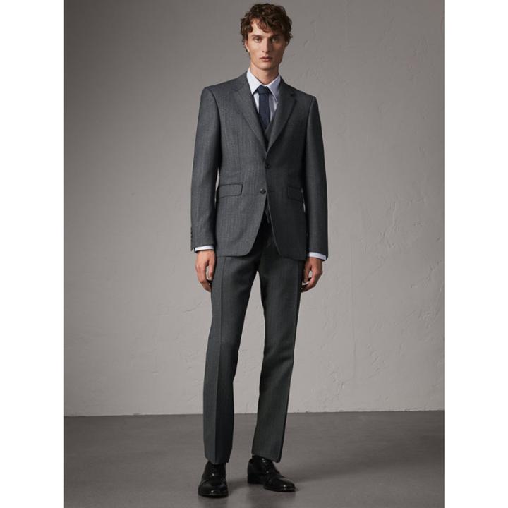 Burberry Burberry Modern Fit Wool Part-canvas Three-piece Suit, Size: 54r, Grey