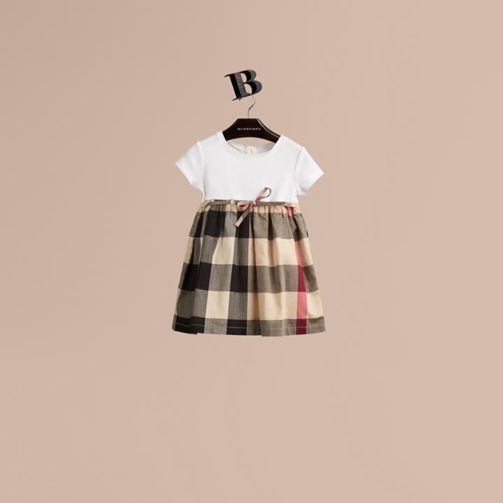 Burberry Burberry Check Cotton T-shirt Dress, Size: 2y, Beige