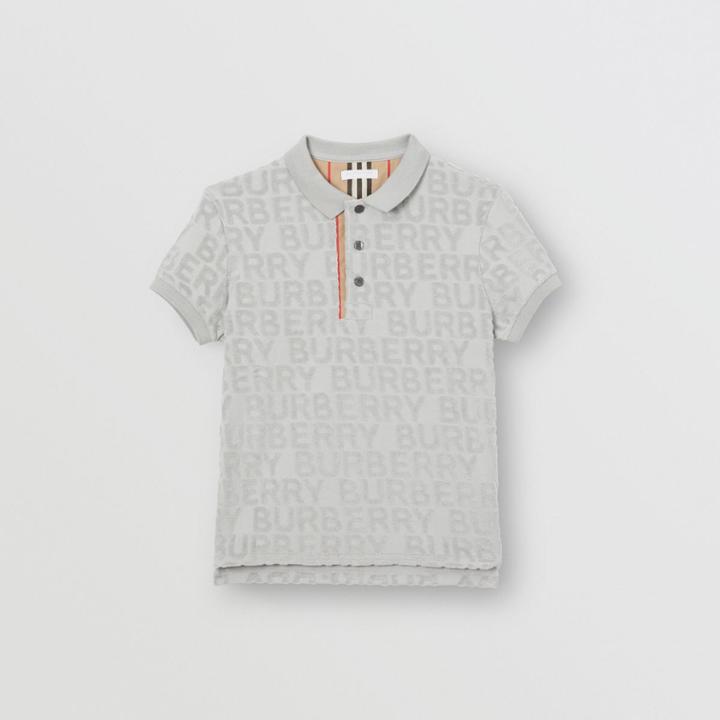 Burberry Burberry Childrens Logo Towelling Polo Shirt, Size: 10y, Grey