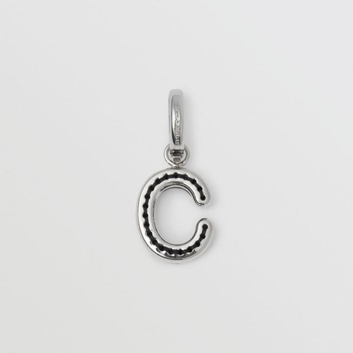 Burberry Burberry Leather-topstitched 'c' Alphabet Charm, Grey