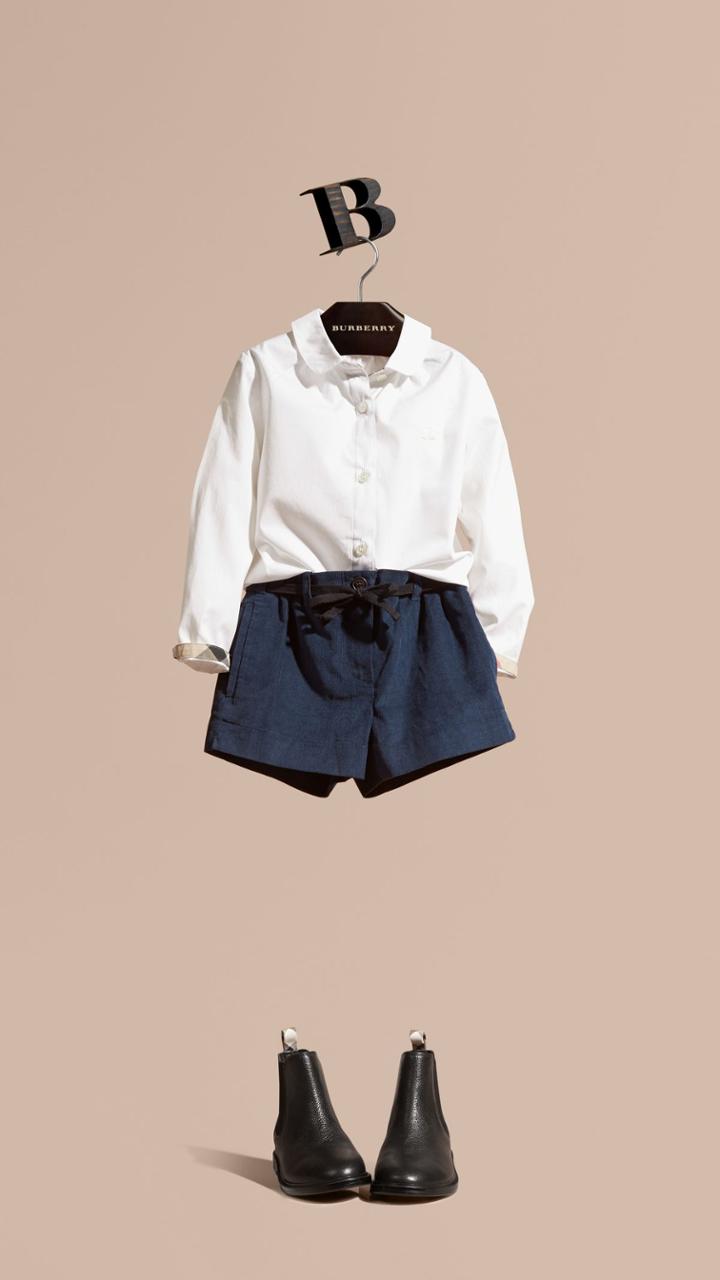 Burberry Burberry Peter Pan Collar Stretch Cotton Shirt, Size: 6y, White