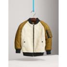 Burberry Burberry Contrast Sleeve Lamb Shearling Bomber Jacket, Size: 10y, White