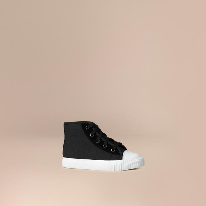 Burberry Burberry High-top Canvas Trainers, Size: 27, Black