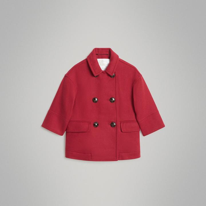 Burberry Burberry Double-faced Wool Pea Coat, Size: 14y, Red