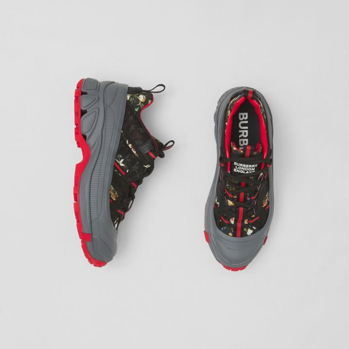Burberry Burberry Floral Print Nylon Arthur Sneakers, Size: 37