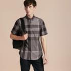 Burberry Burberry Short-sleeved Check Cotton Shirt, Grey