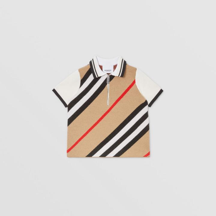 Burberry Burberry Childrens Short-sleeve Icon Stripe Merino Wool Blend Shirt, Size: 18m