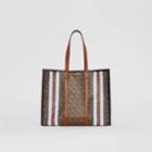 Burberry Burberry Small Monogram Stripe E-canvas Tote Bag, Brown