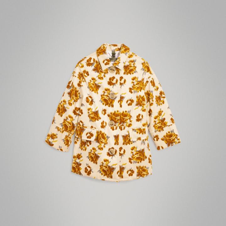 Burberry Burberry Childrens Floral Velvet Jacquard Car Coat With Warmer, Size: 10y, Yellow