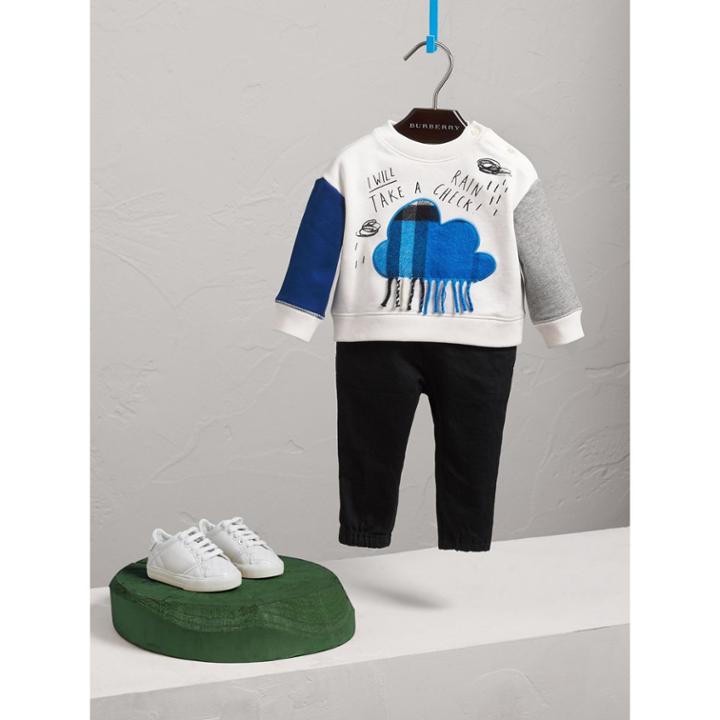 Burberry Burberry Weather Motif Cotton Sweatshirt, Size: 2y, Blue