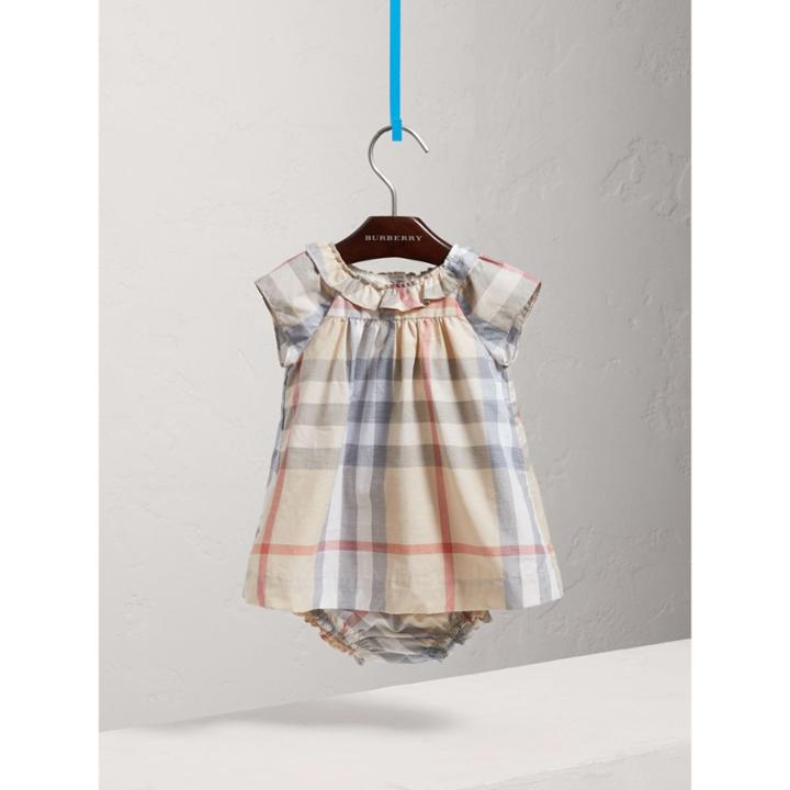 Burberry Burberry Check Cotton Poplin Dress With Bloomers, Size: 3m, Beige