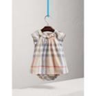Burberry Burberry Check Cotton Poplin Dress With Bloomers, Size: 3m, Beige