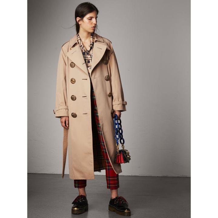 Burberry Burberry Bird Button Cotton Gabardine Trench Coat, Size: 06