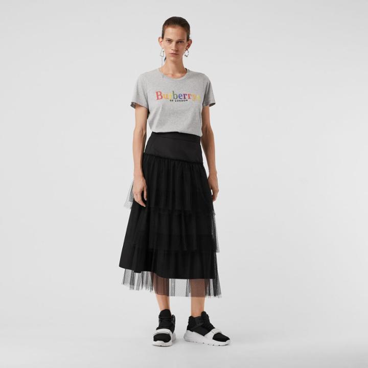 Burberry Burberry Archive Logo Cotton T-shirt, Grey