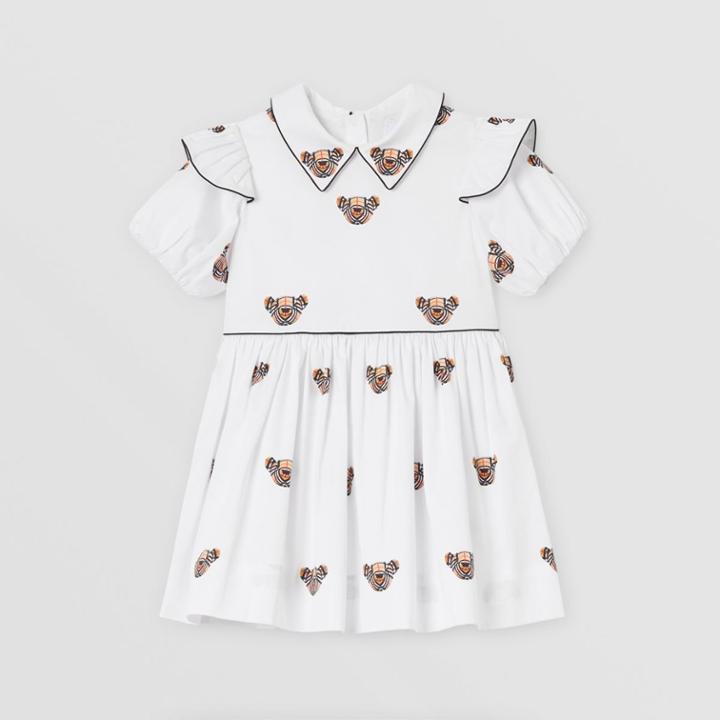 Burberry Burberry Childrens Thomas Bear Motif Stretch Cotton Dress, Size: 2y
