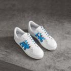 Burberry Burberry Graffiti Print Leather Sneakers, Size: 35, Blue