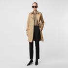 Burberry Burberry Button Detail Cotton Gabardine Trench Coat, Size: 06, Yellow