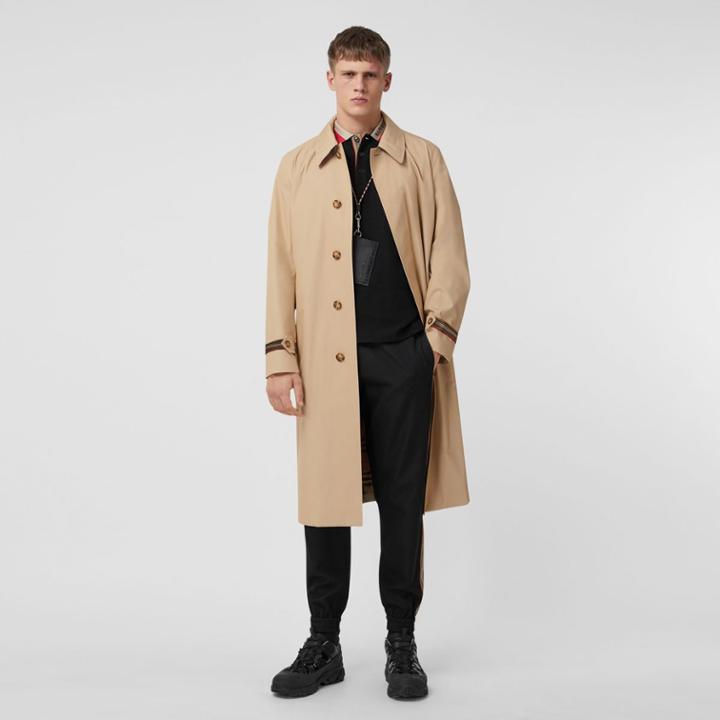 Burberry Burberry Knitted Stripe Detail Technical Cotton Car Coat, Size: 36, Brown