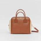 Burberry Burberry Medium Leather And Cotton Canvas Cube Bag, Brown