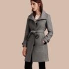Burberry Burberry Technical Wool Cashmere Funnel Neck Coat, Size: 04, Grey
