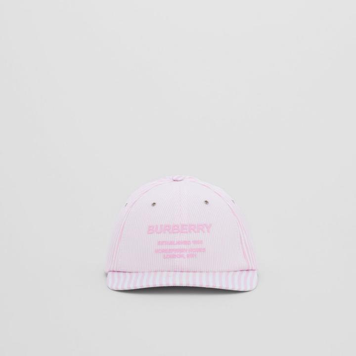 Burberry Burberry Horseferry Motif Striped Cotton Baseball Cap