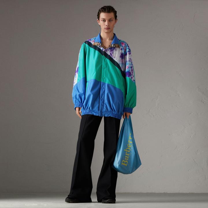 Burberry Burberry Reversible Tie-dye Silk Shell Suit Jacket, Blue