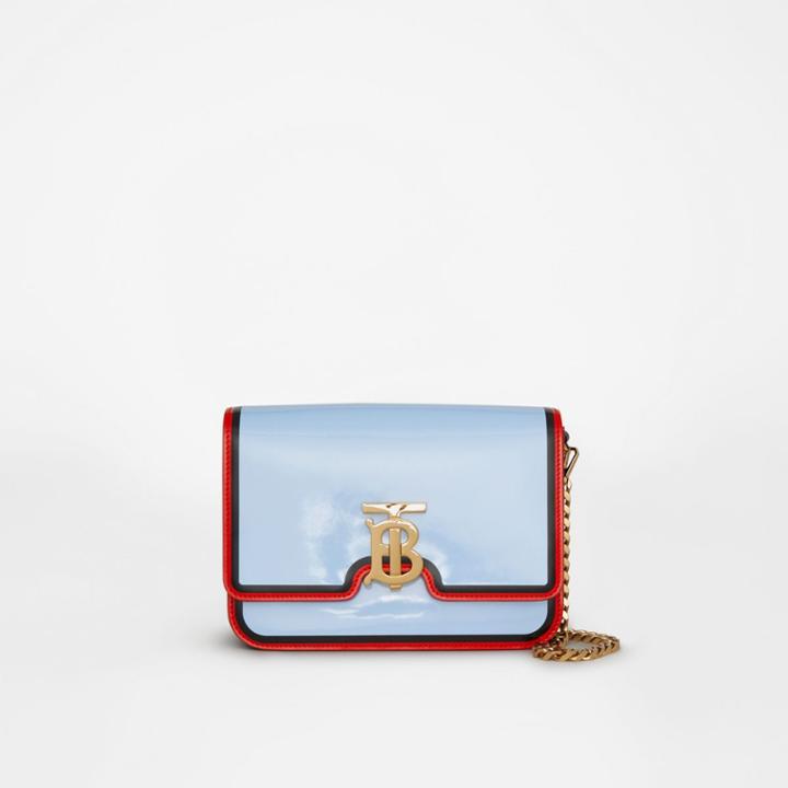 Burberry Burberry Small Painted Edge Leather Tb Bag, Blue