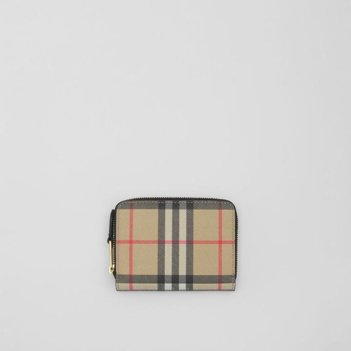 Burberry Burberry Vintage Check And Leather Zip Wallet