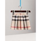 Burberry Burberry Pleated Check Cotton Skirt, Size: 10y, Beige