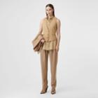 Burberry Burberry Shirt Detail Crystal Pinstriped Wool Blend Waistcoat, Size: 0, Beige