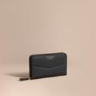Burberry Burberry Trench Leather Ziparound Wallet, Black