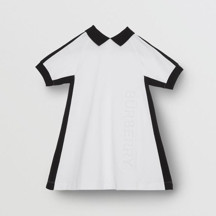 Burberry Burberry Childrens Embossed Logo Cotton Piqu Polo Dress, Size: 10y, White