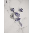 Burberry Burberry Crystal Daisy Chandelier Earring And Stud Set, Purple