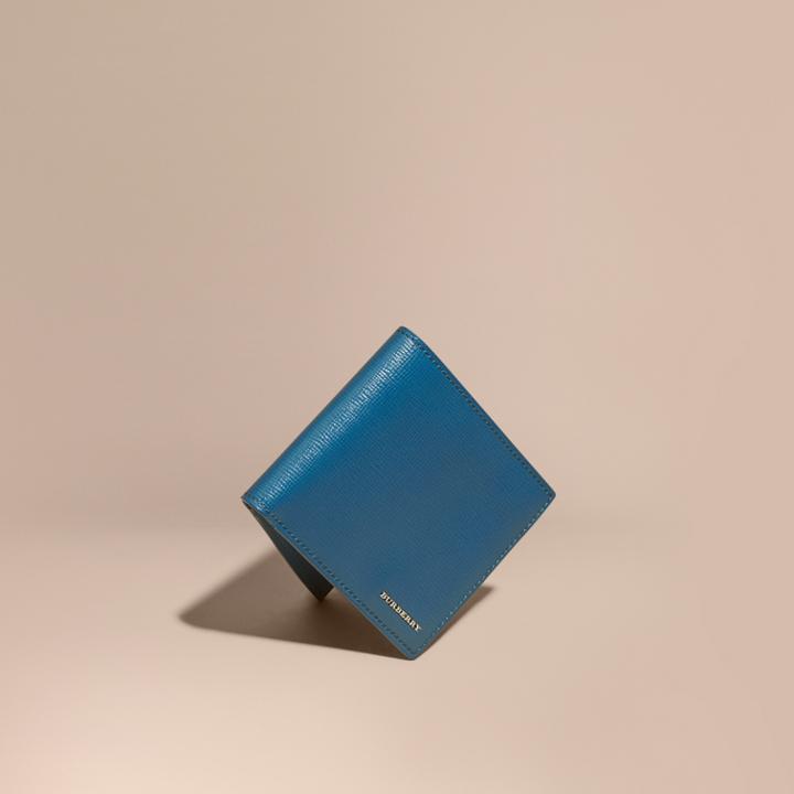 Burberry Burberry London Leather International Bifold Wallet, Blue