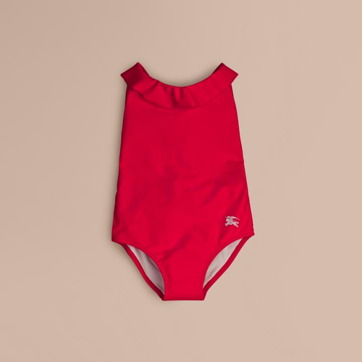 Burberry Burberry Ruffle Detail One-piece Swimsuit, Size: 14y, Red
