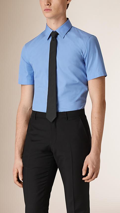 Burberry Slim Fit Short-sleeved Cotton Poplin Shirt