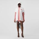 Burberry Burberry Logo Appliqu Cut-out Sleeve Cotton Oversized T-shirt, Size: Xxs, White