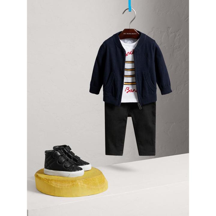 Burberry Burberry Check Detail Cotton Cardigan, Size: 2y, Blue