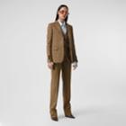 Burberry Burberry Prince Of Wales Check Linen Wool Cashmere Trousers, Size: 02
