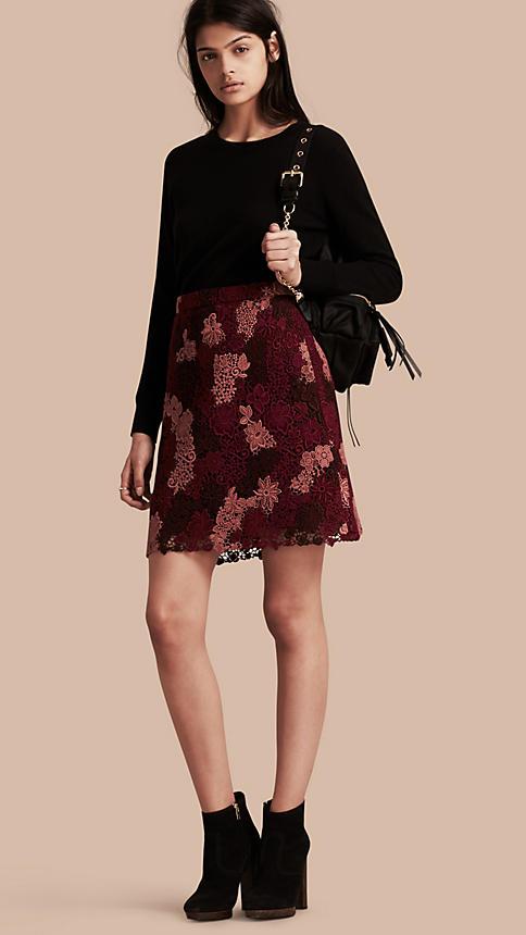 Burberry Floral Italian Macram Lace Skirt