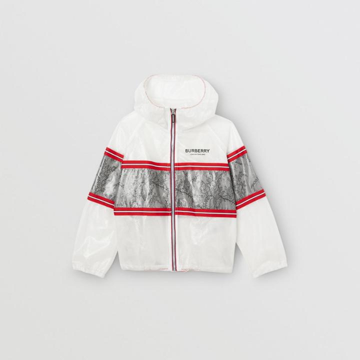 Burberry Burberry Childrens Lace Panel Laminated Mesh Hooded Jacket, Size: 10y, White